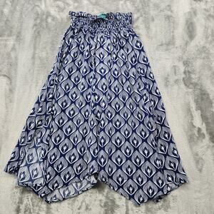 Aller Simplement Pants Womens One Size Blue Printed Viscose Art to Wear Boho